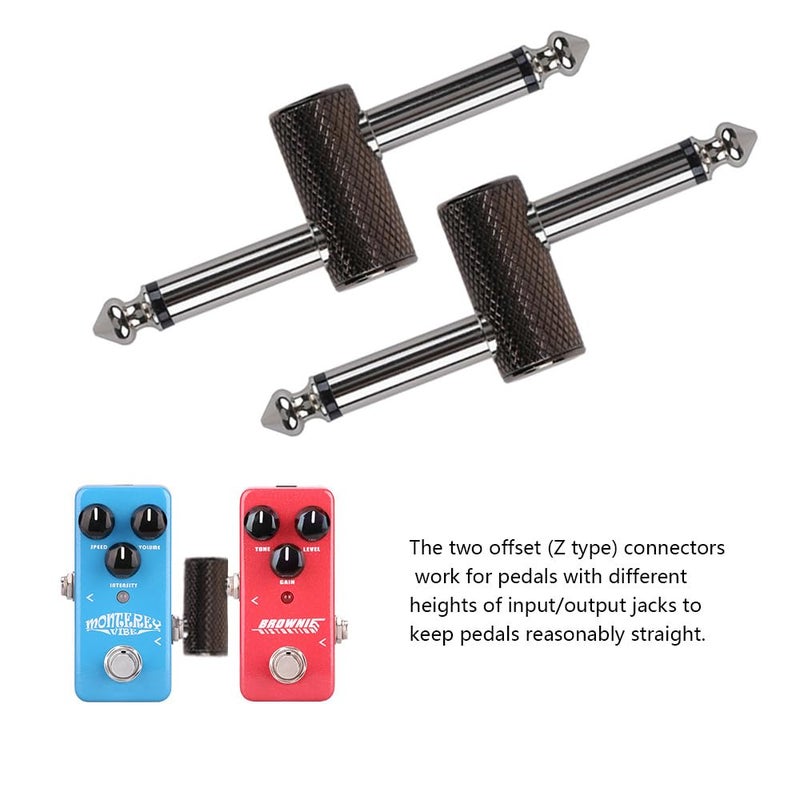 Rayzm Guitar Pedal Patch Connector, 6.35mm (1/4") Effect Pedal to Pedal Coupler, Male to Male Plug Adaptor for Guitar Pedalboard Instead of Patch Cable, Pack of 4 (2 Straight & 2 Z Type) - Image 3